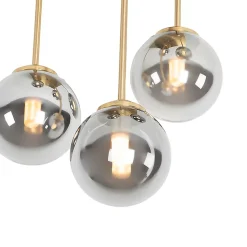 Plafonnier moderne doré 5 lumières avec verre fumé - Athènes