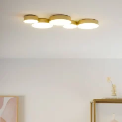 Plafonnier moderne doré 5 spots lumineux LED - Skavi