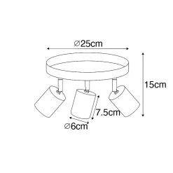 Plafonnier moderne en laiton rond ajustable 3 lumières - Java
