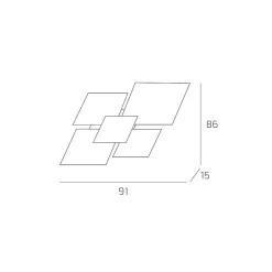 Plafonnier moderne 1088/90-FO Verre Blanc et Feuille d'Or 4xE27