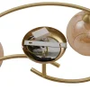 Plafonnier moderne laiton avec verre ambré 4 lumières - Alanis