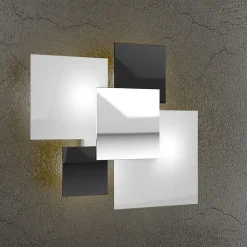 Plafonnier moderne 1088/45-NE Verre Blanc et Noir 4xG9