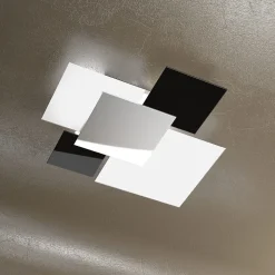 Plafonnier moderne 1088/70-NE Verre Blanc et Noir 4xE27