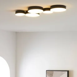 Plafonnier moderne noir 5 spots lumineux LED - Skavi