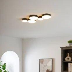 Plafonnier moderne noir 5 spots lumineux LED - Skavi