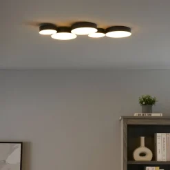 Plafonnier moderne noir 5 spots lumineux LED - Skavi