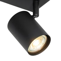 Plafonnier moderne noir 3 lumières réglable rectangulaire - Jeana