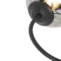 Plafonnier moderne noir 6 lumières avec verre fumé - Athènes