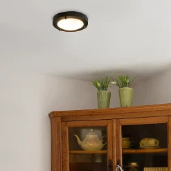 Plafonnier moderne noir 18 cm IP44 - Yuma