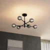Plafonnier moderne noir avec verre fumé 6 lumières - Ryan