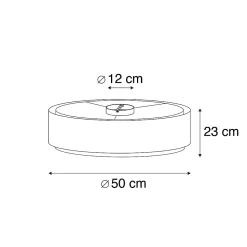 Plafonnier moderne noir avec or 50 cm 3 lumières - Drum Duo