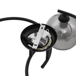 Plafonnier moderne noir avec verre fumé 4 lumières - Alanis