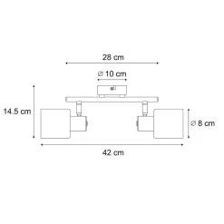 Plafonnier moderne noir avec verre fumé rond 2 lumières - Cilin