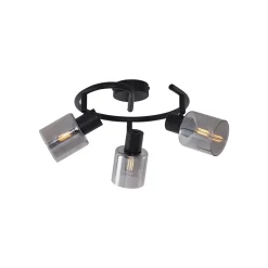 Plafonnier moderne noir avec verre fumé spiralé 3 lumières - Cilin