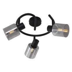 Plafonnier moderne noir avec verre fumé spiralé 3 lumières - Cilin