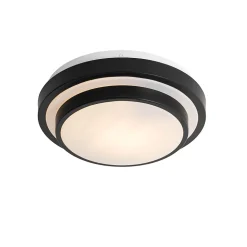 Plafonnier moderne noir et blanc 25 cm IP44 - Walden