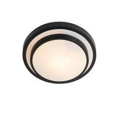 Plafonnier moderne noir et blanc 25 cm IP44 - Walden