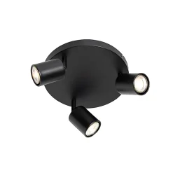 Plafonnier moderne noir réglable rond 3 lumières - Java