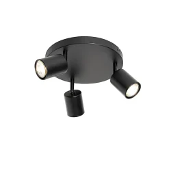 Plafonnier moderne noir réglable rond 3 lumières - Java
