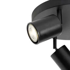 Plafonnier moderne noir réglable rond 3 lumières - Java
