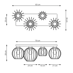 Plafonnier NEST 4 BL GOLD, Emibig Lighting, Fabriqué en EU