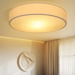 Plafonnier NETTLIFE abat-jour en tissu rond 38CM E27 lampe de plafond de chambre moderne