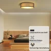 Plafonnier NETTLIFE rond en tissu 38 cm, E27, lampe de plafond moderne pour chambre à coucher