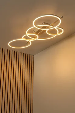 Plafonnier NICOLA en métal avec LED intégré - Taupe - Lucide