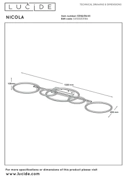 Plafonnier NICOLA en métal avec LED intégré - Taupe - Lucide