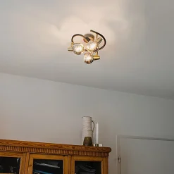 Plafonnier noir 44,5 cm avec verre fumé 3 lumières - Vidro