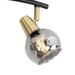 Plafonnier noir avec laiton et verre fumé 2 lumières - Vidro