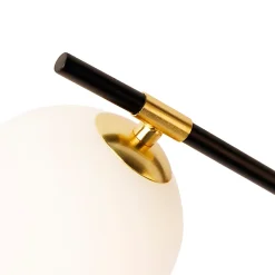 Plafonnier noir avec or et verre opale 6 lumières - Lynn