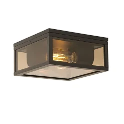 Plafonnier noir avec verre fumé 2 lumières IP44 - Charlois