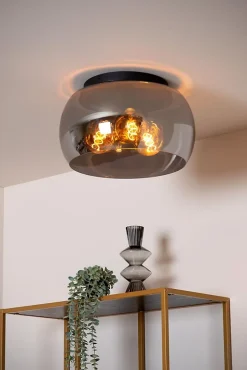 Plafonnier OLIVIA en verre avec 3xE27 - Fumé - Lucide