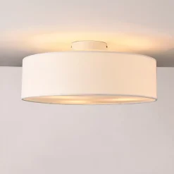 Plafonnier Omaha 3 x E27 Plastique Textile Organza Diamètre De 45 Cm Marron Blanc lux.pro