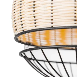 Plafonnier oriental noir avec rotin 25 cm - Emir