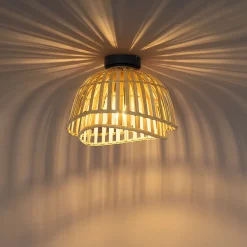 Plafonnier oriental noir avec bambou naturel 30 cm - Pua