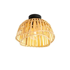 Plafonnier oriental noir avec bambou naturel 30 cm - Pua