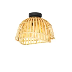 Plafonnier oriental noir avec bambou naturel 30 cm - Pua