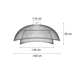 Plafonnier oriental noir avec bambou naturel 62 cm - Pua
