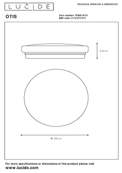 Plafonnier OTIS en synthétique avec LED intégré - Opalin - Lucide