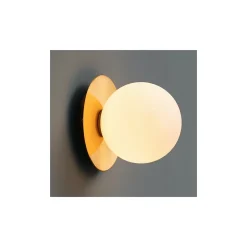 Plafonnier ou applique dorée en verre blanc - Fonzo