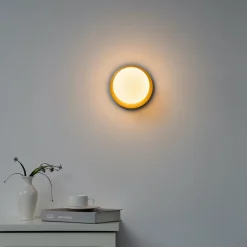 Plafonnier ou applique dorée en verre blanc - Fonzo