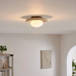 Plafonnier ou applique murale ronde pierre naturelle et verre - Jio