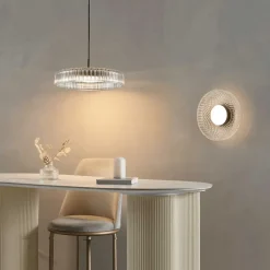 Plafonnier ou applique verre transparent et cannelé - Damian