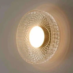 Plafonnier ou applique verre transparent et cannelé - Damian