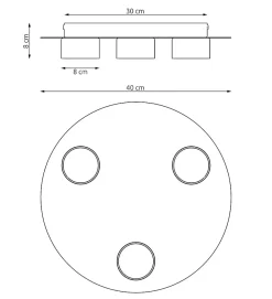 Plafonnier PIXO 3 BL, Emibig Lighting, Fabriqué en EU