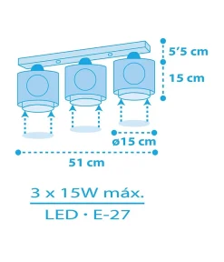 Plafonnier Pour Enfant 3 Lumières Pirate Island Île Des Pirates