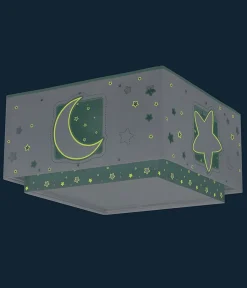 Plafonnier pour enfant Moonlight lune et étoiles vert