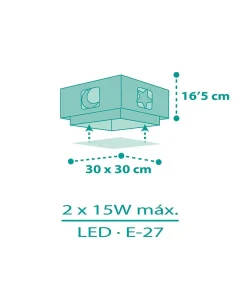 Plafonnier pour enfant Moonlight lune et étoiles vert